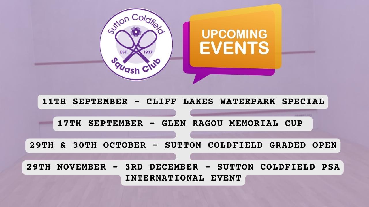 Upcoming events at the club